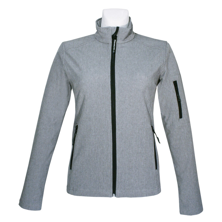 Agilitini Sportswear Damen Softshell Jacke hellgrau mit Rückenaufdruck in schwarz Agilitini Sportswear Damen Softshell Jacke hellgrau mit Rückenaufdruck in schwarz