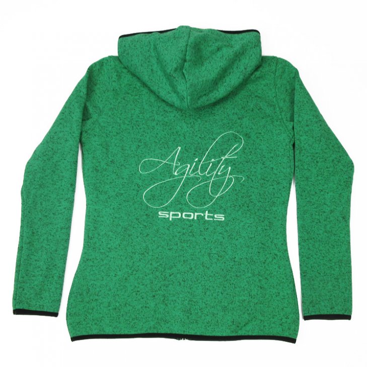 Women Knit Fleece-Jacket with hood green