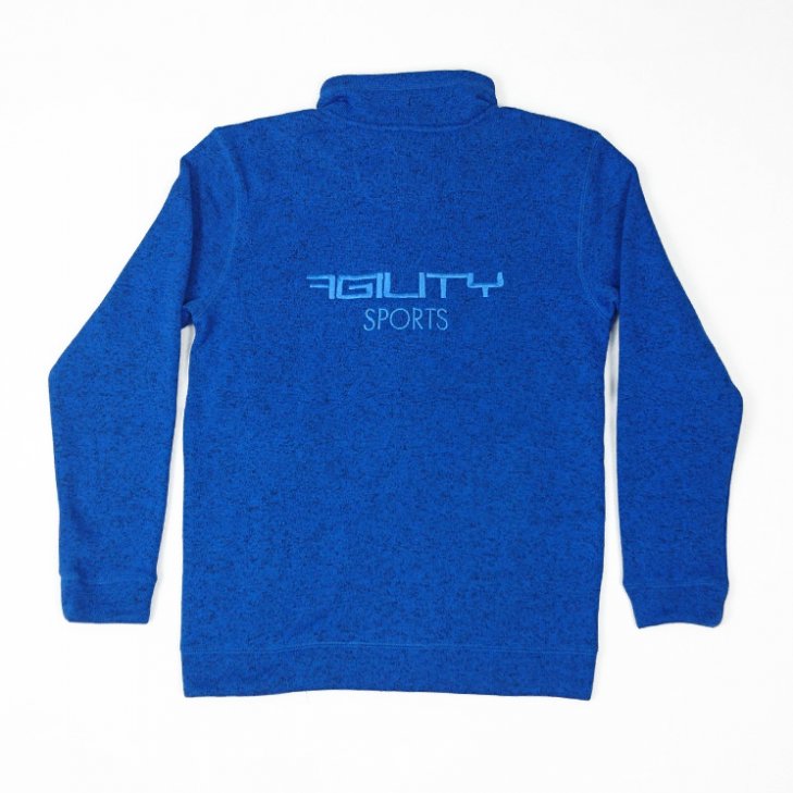 Men Knit Fleece-Jacket without hood blue