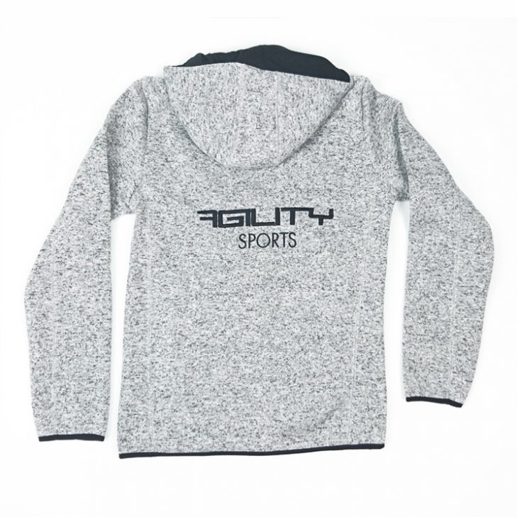 Men Knit Fleece-Jacket with hood lightgrey