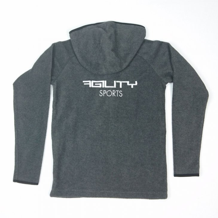 Men Fleece-Jacket with hood in darkgrey