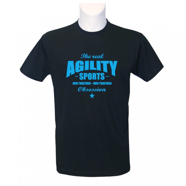 Men-T-Shirt in black with Vintage-lettering in blue