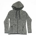 Women Knit Fleece-Jacket with hood darkgrey