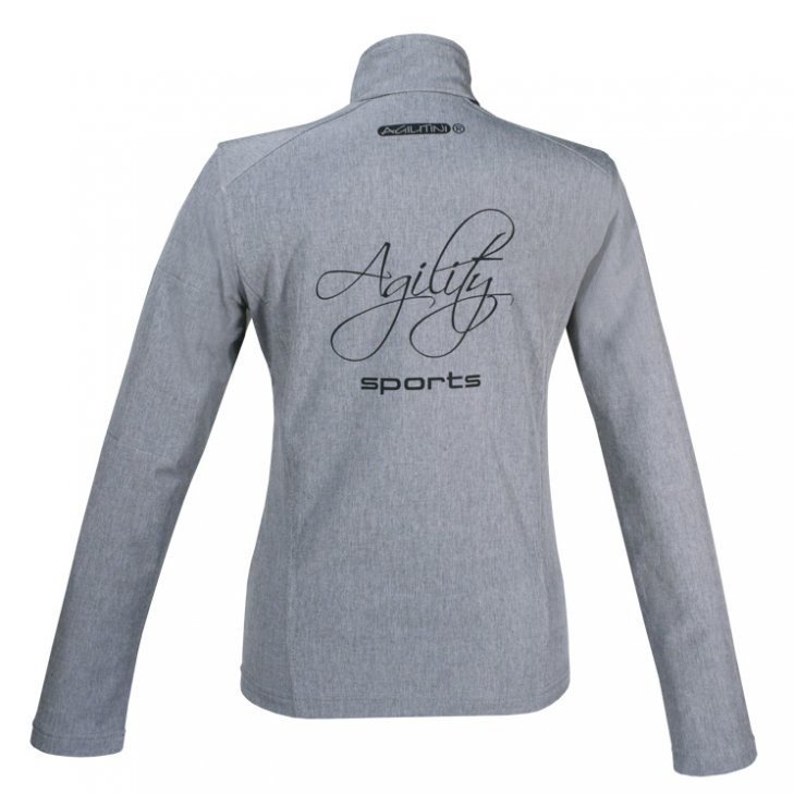 Women Softshell Jacket in lightgrey with back print in black