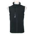 Men Softshell Vest in black with back print in blue