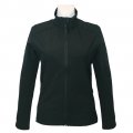 Women Softshell Jacket in black with back print in pink